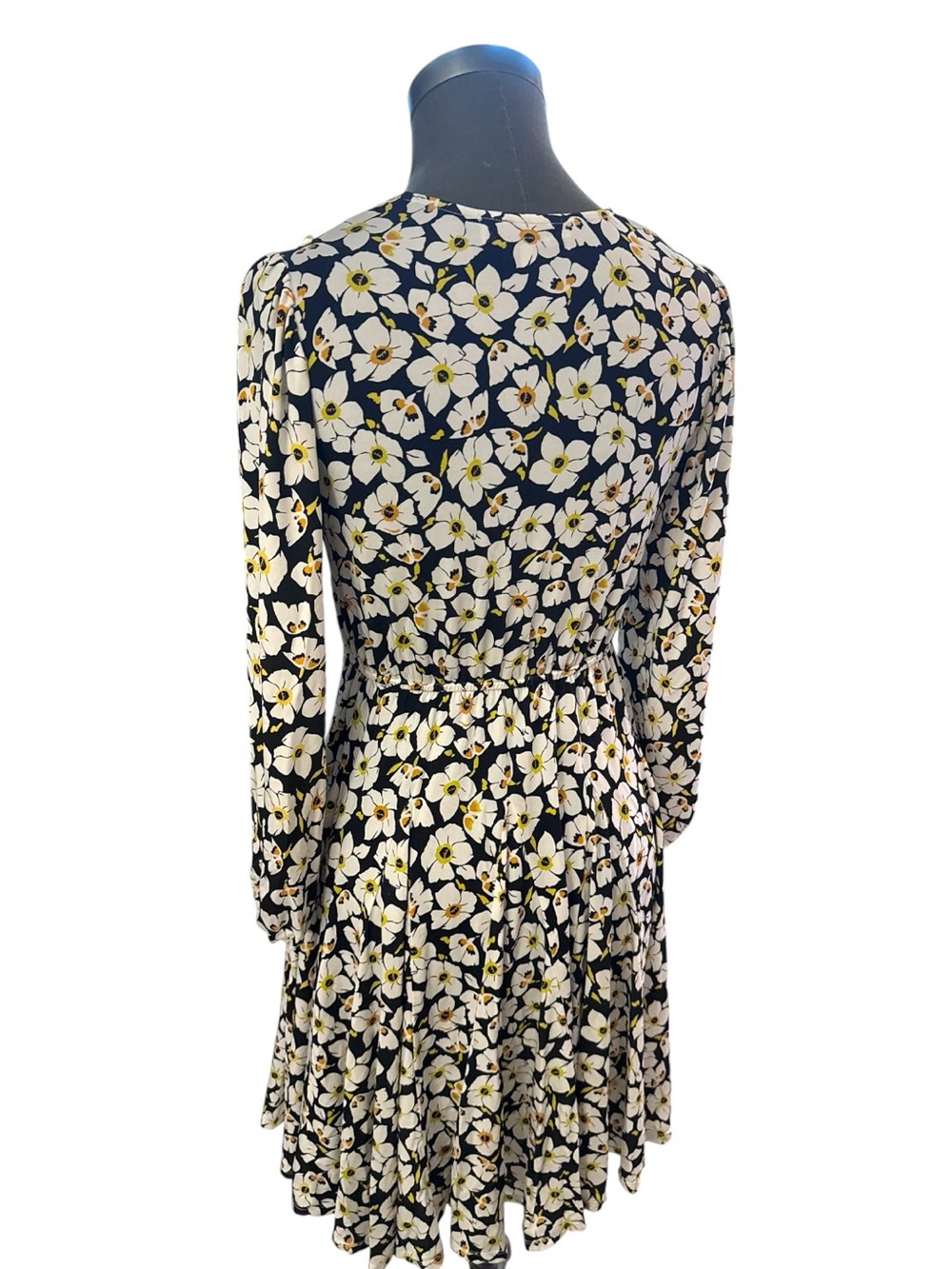 HALE BOB Daeja Floral Jersey Dress XS Black White Mini Boho Luxe - Picture 5 of 12